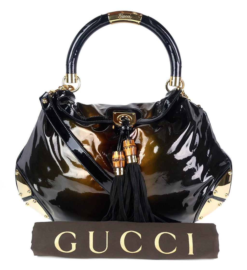 Gucci Indy Patent Leather Large Hobo Bag