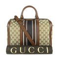 Gucci Monogram Canvas Web Boston Bag with Strap