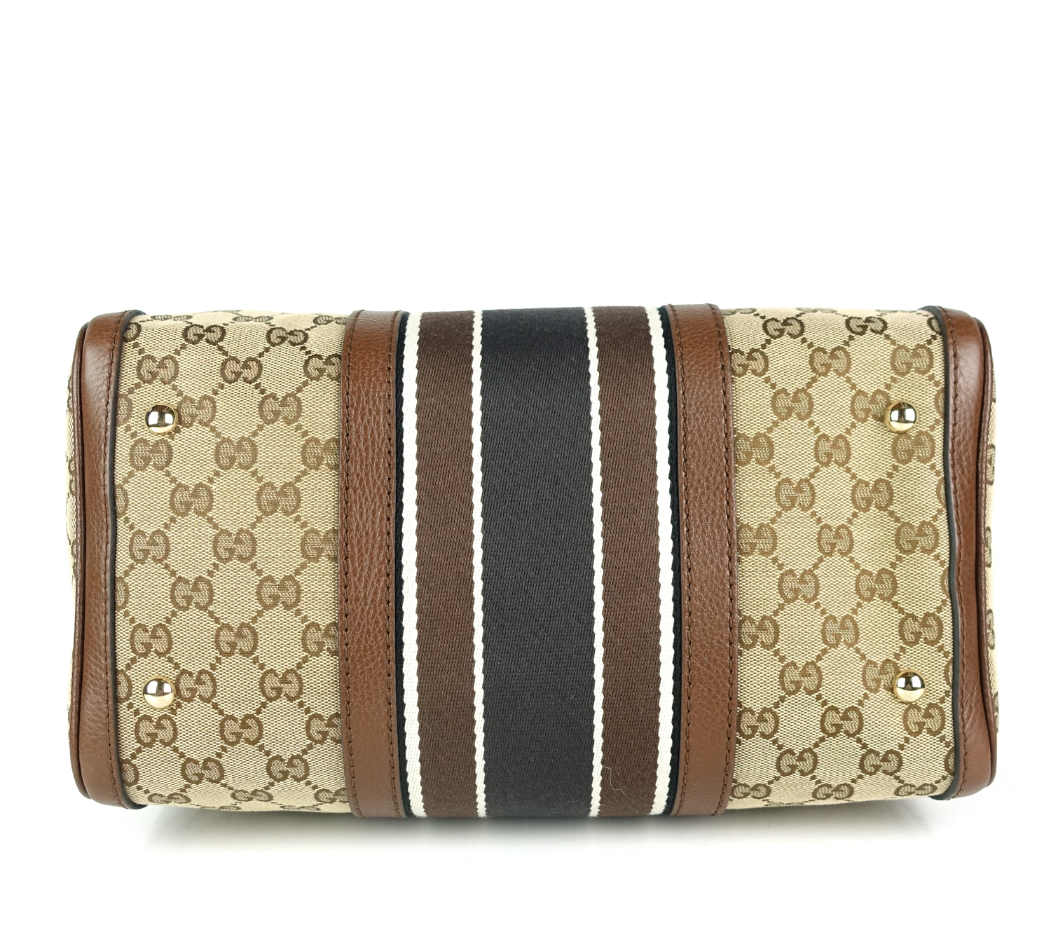 Gucci Monogram Canvas Web Boston Bag with Strap