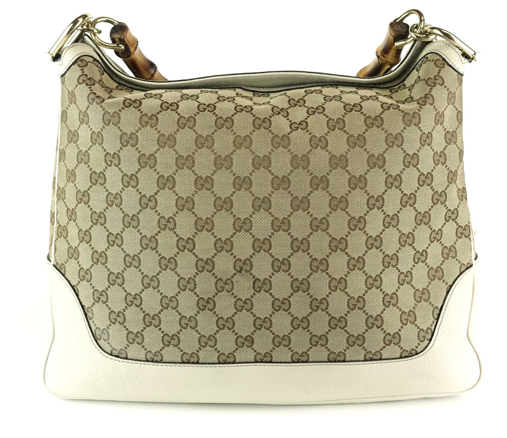Gucci Diana Monogram Canvas Bamboo Handle Bag with Strap