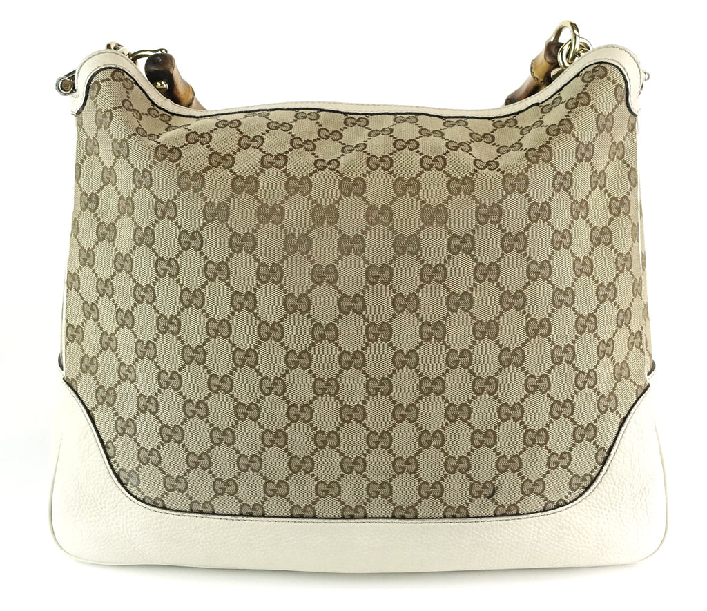 Gucci Diana Monogram Canvas Bamboo Handle Bag with Strap