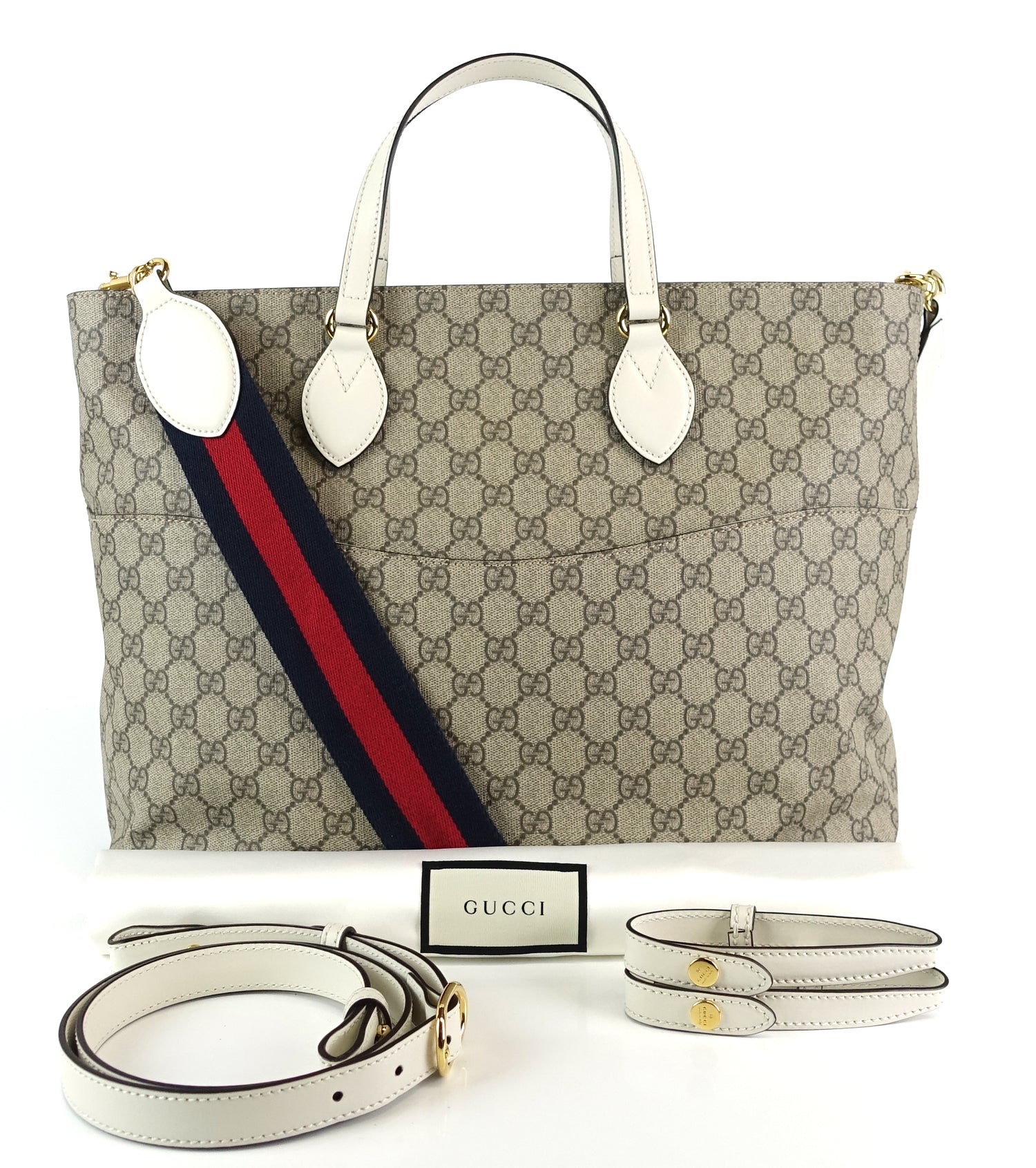 Gucci Supreme Monogram Canvas Top Handle Diaper Bag with Straps