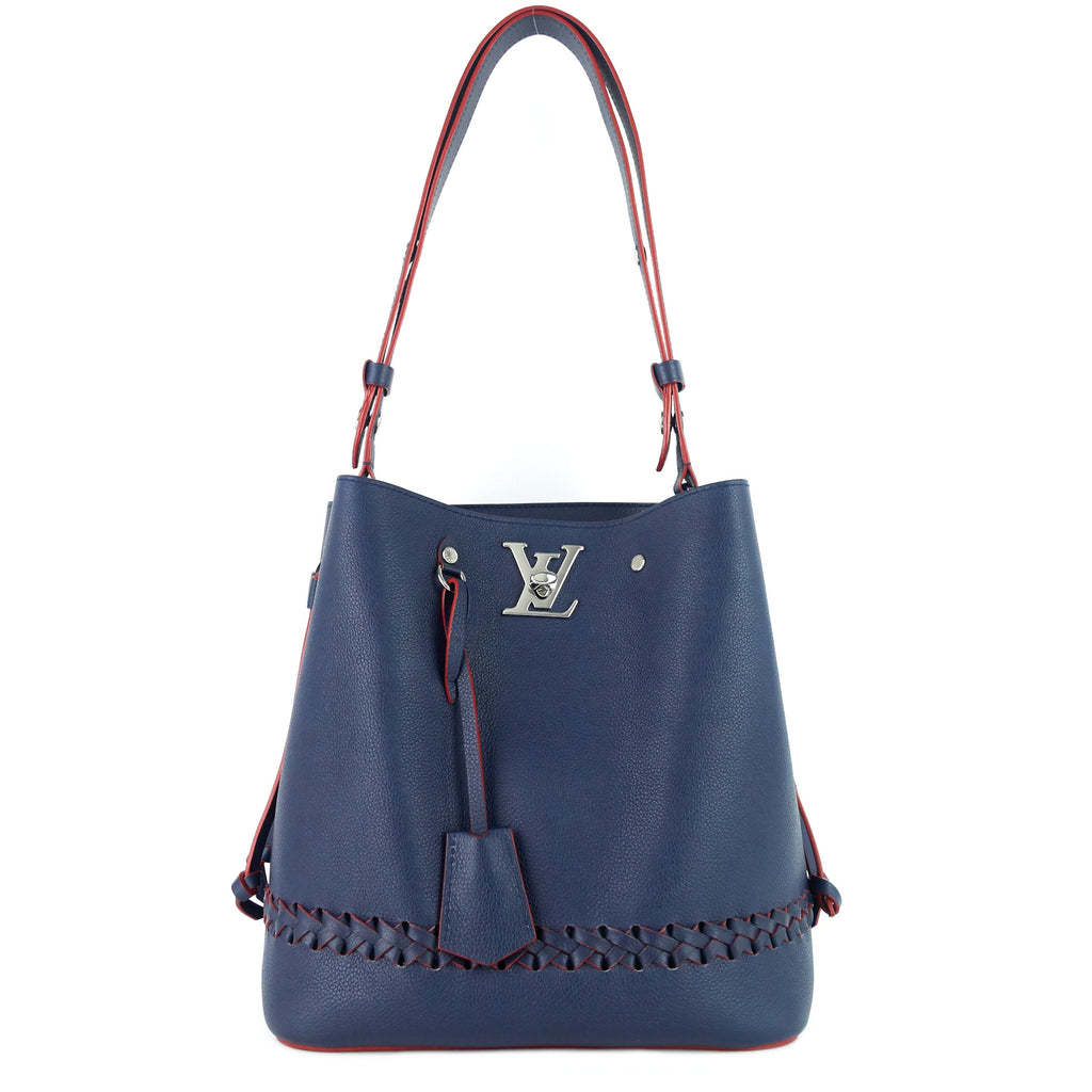 Louis Vuitto LockMe Calfskin Leather Braided Bucket Bag