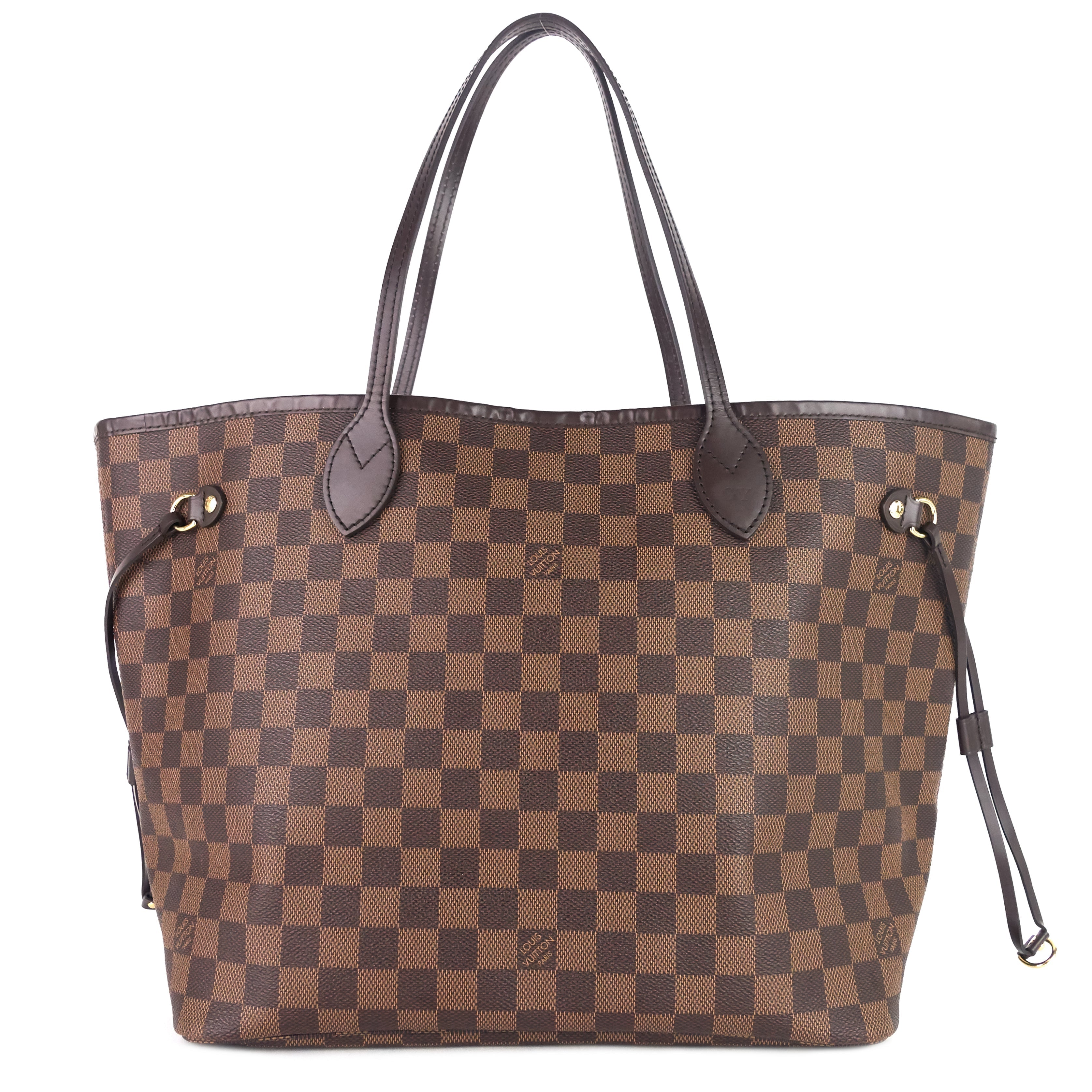 Louis Vuitto Neverfull MM Damier Ebene Canvas Bag with Pouch