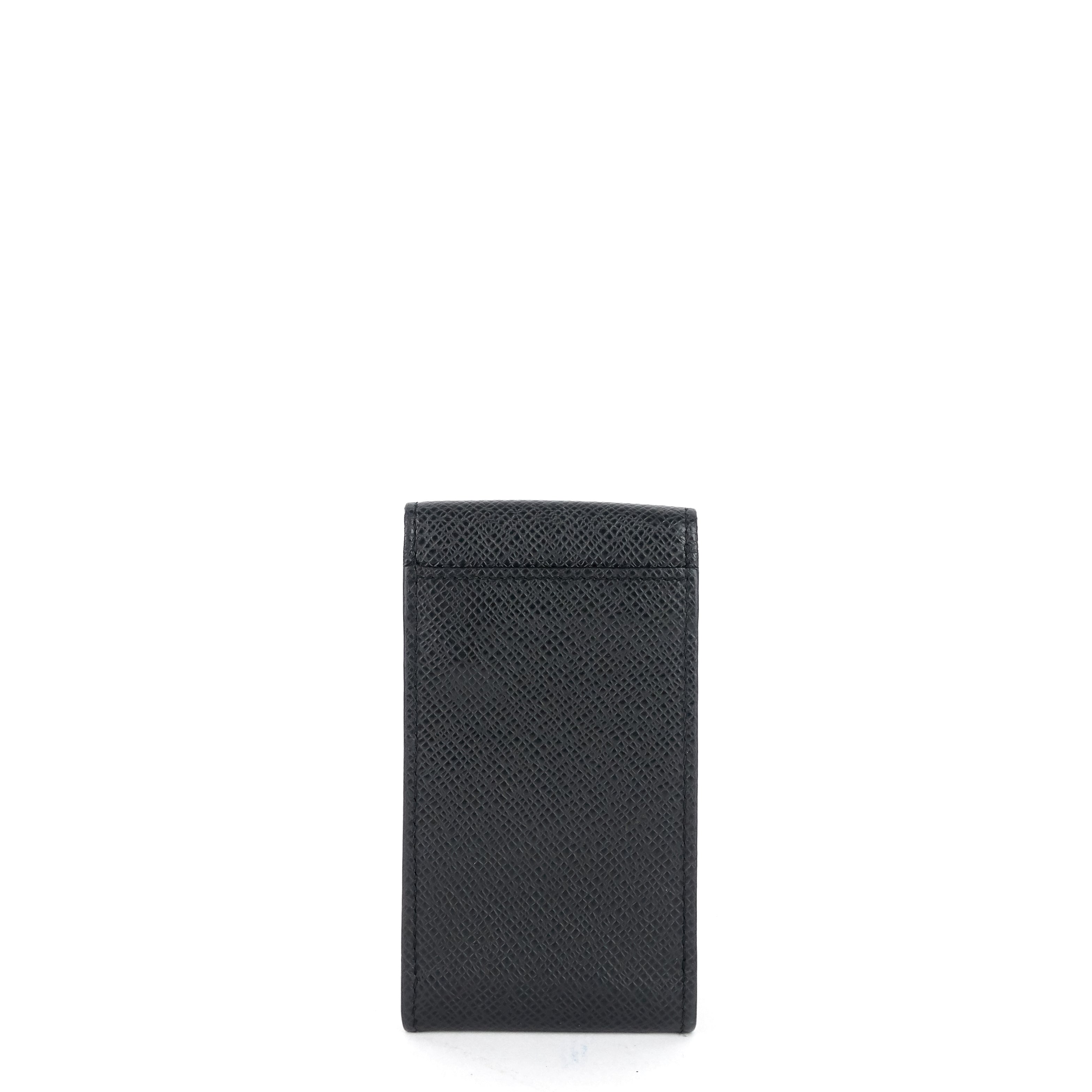 Louis Vuitto Porte Cles Badge Ardoise Taiga Leather Pouch Keychain