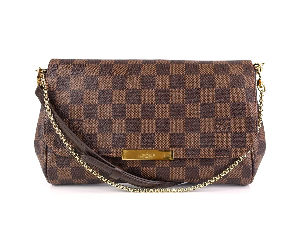 Louis Vuitto Favorite MM Damier Ebene Canvas Handbag with Strap