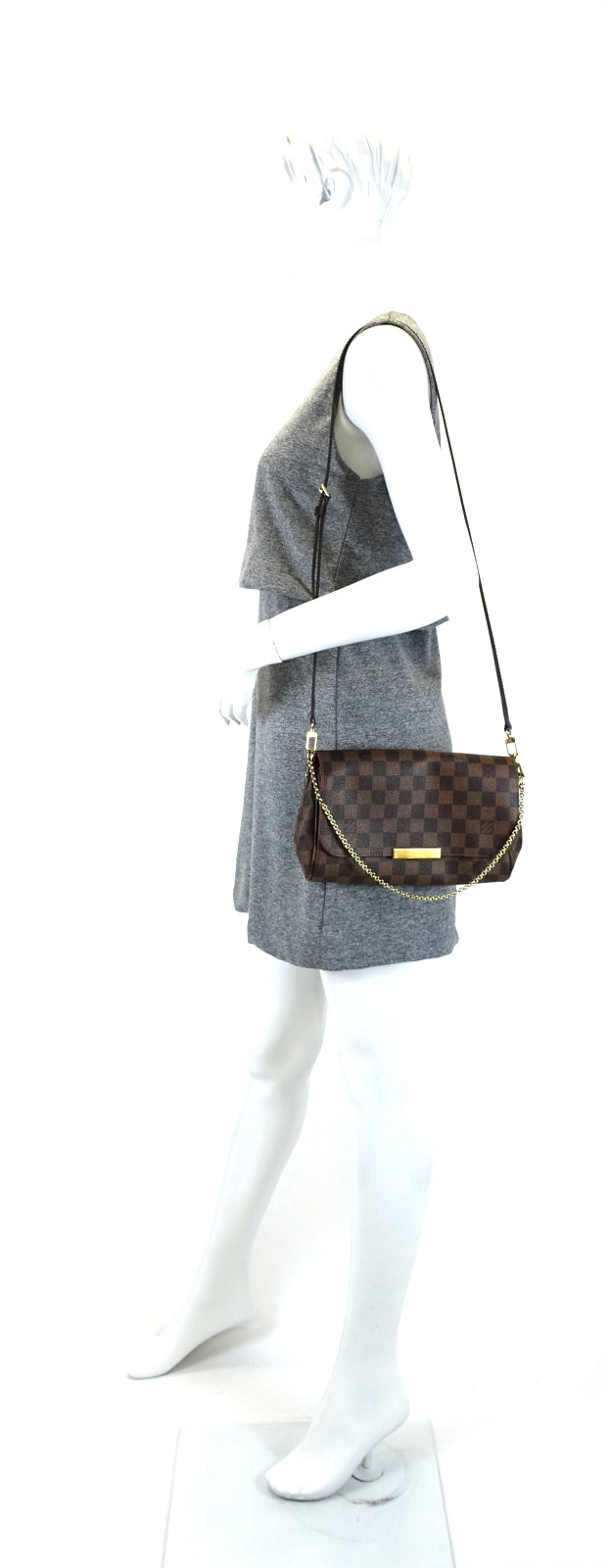 Louis Vuitto Favorite MM Damier Ebene Canvas Handbag with Strap