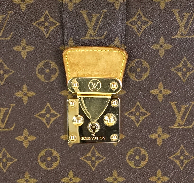 Louis Vuitto Serviette Fermoir Monogram Canvas Briefcase Bag