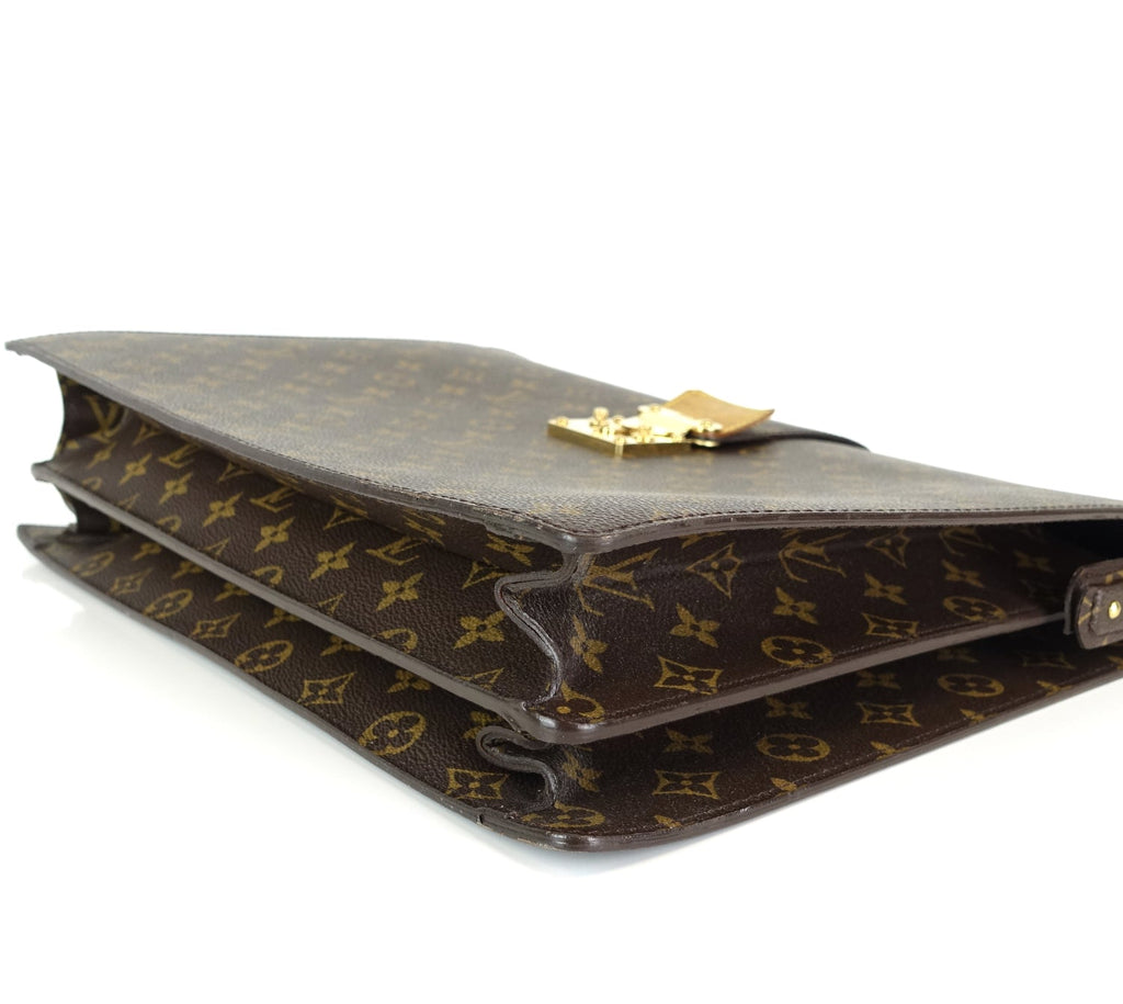 Louis Vuitto Serviette Fermoir Monogram Canvas Briefcase Bag