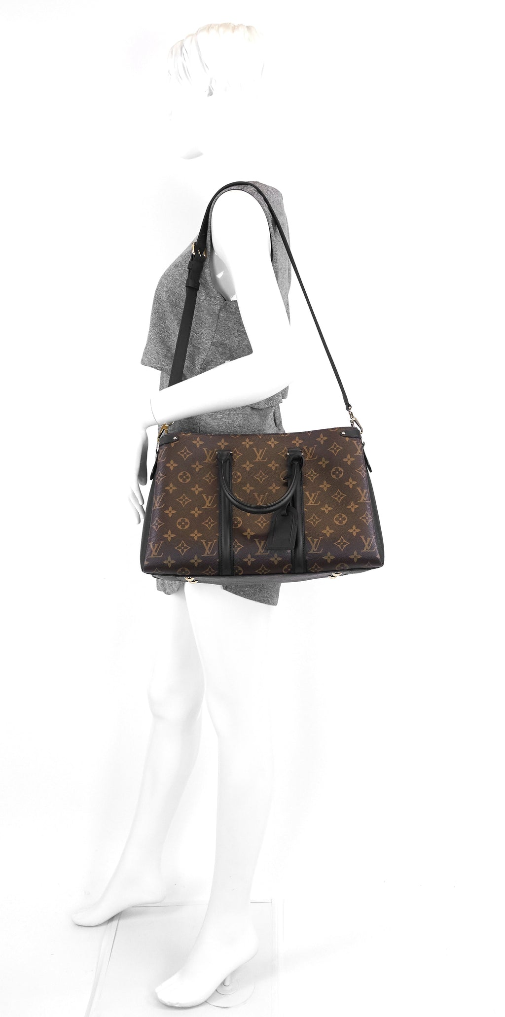 Louis Vuitto Soufflot MM Monogram Canvas and Coloured Leather Bag