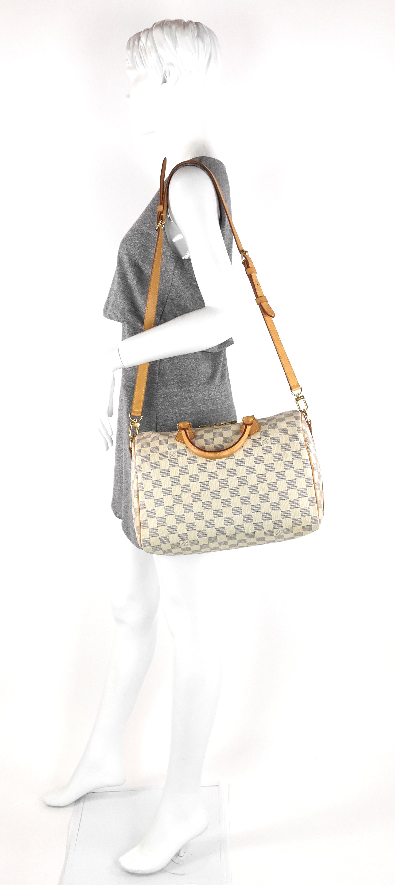 Louis Vuitto Speedy 30 Bandouliere Damier Azur Canvas Bag