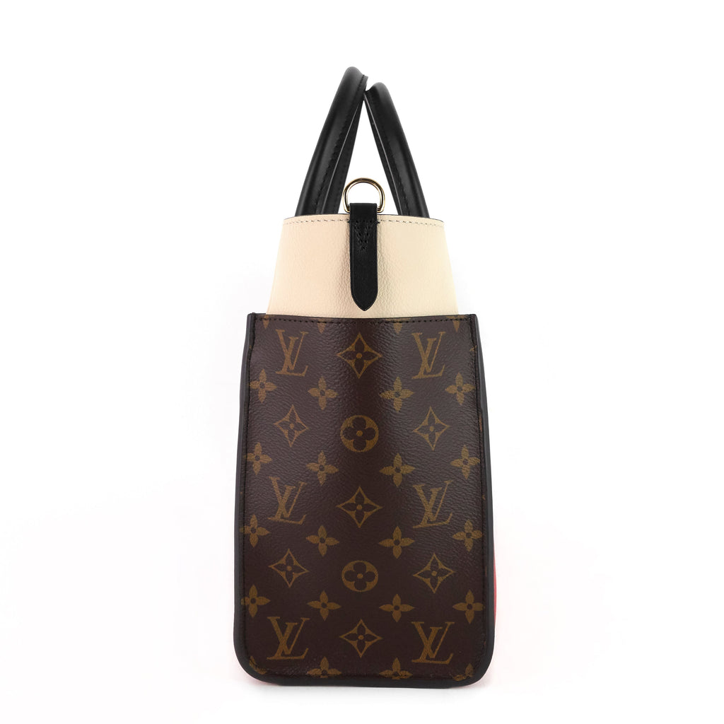 Louis Vuitto On My Side Pirate Red Calfskin and Monogram Canvas Tote Bag