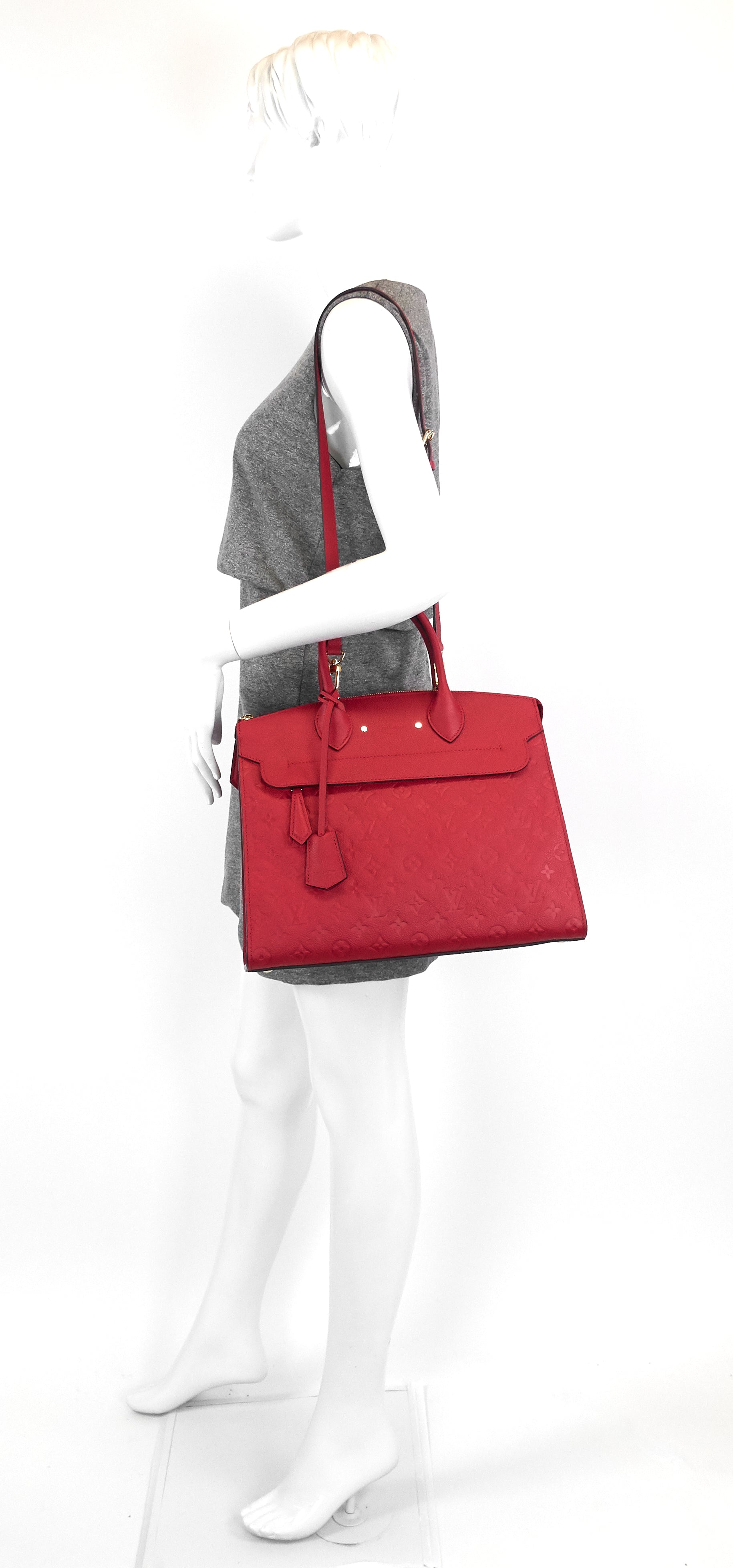 Louis Vuitto Pont-Neuf GM Red Monogram Empreinte Leather Bag