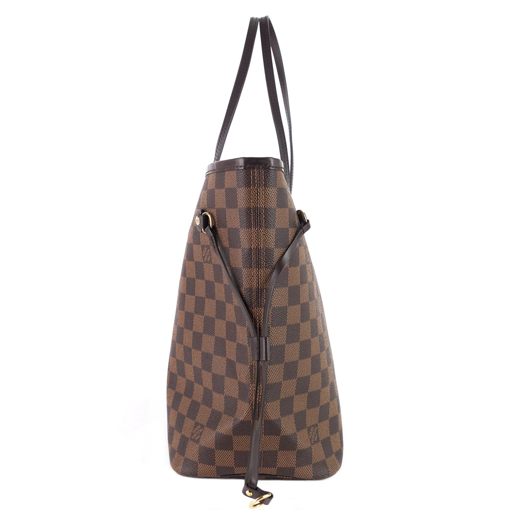 Louis Vuitto Neverfull MM Damier Ebene Canvas Bag with Pouch