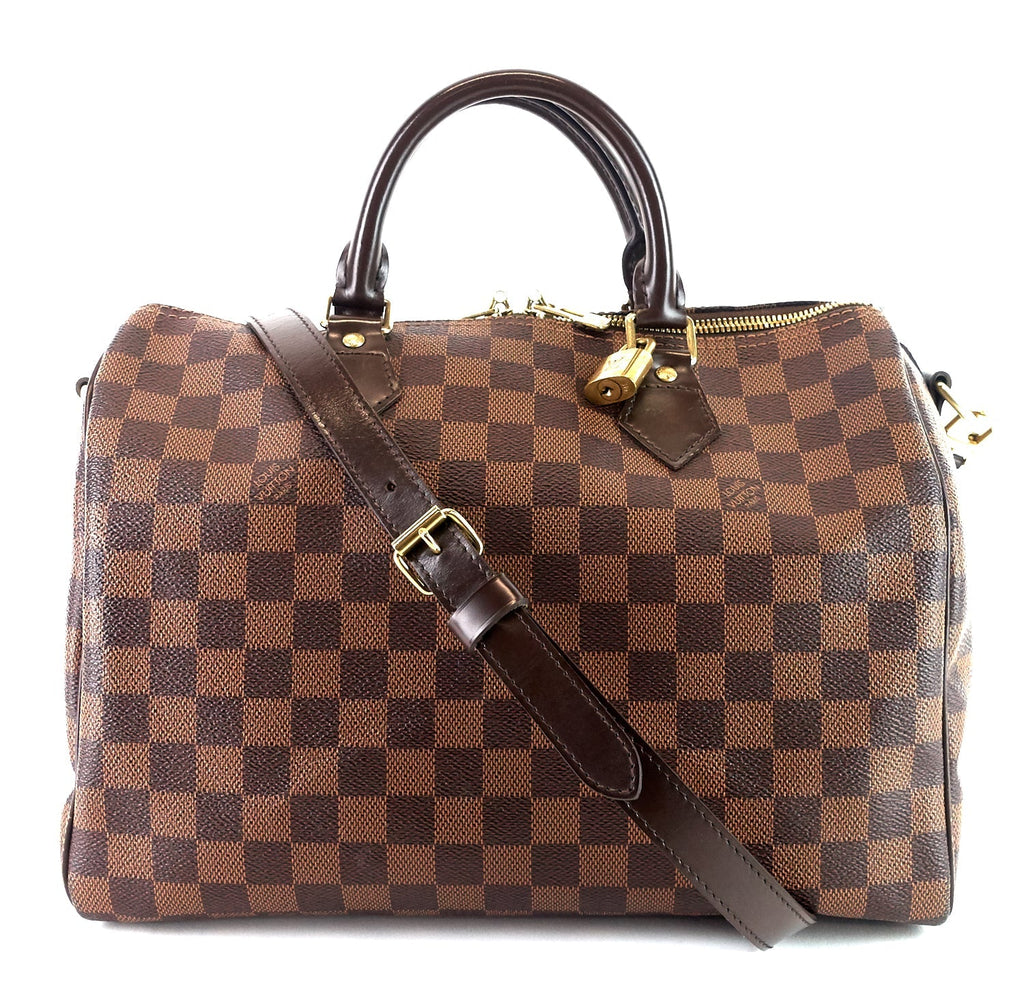Louis Vuitto Speedy 30 Bandouliere Damier Ebene Canvas Bag