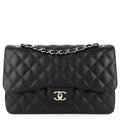 Chanel Double Flap Quilted Caviar Leather Bag
