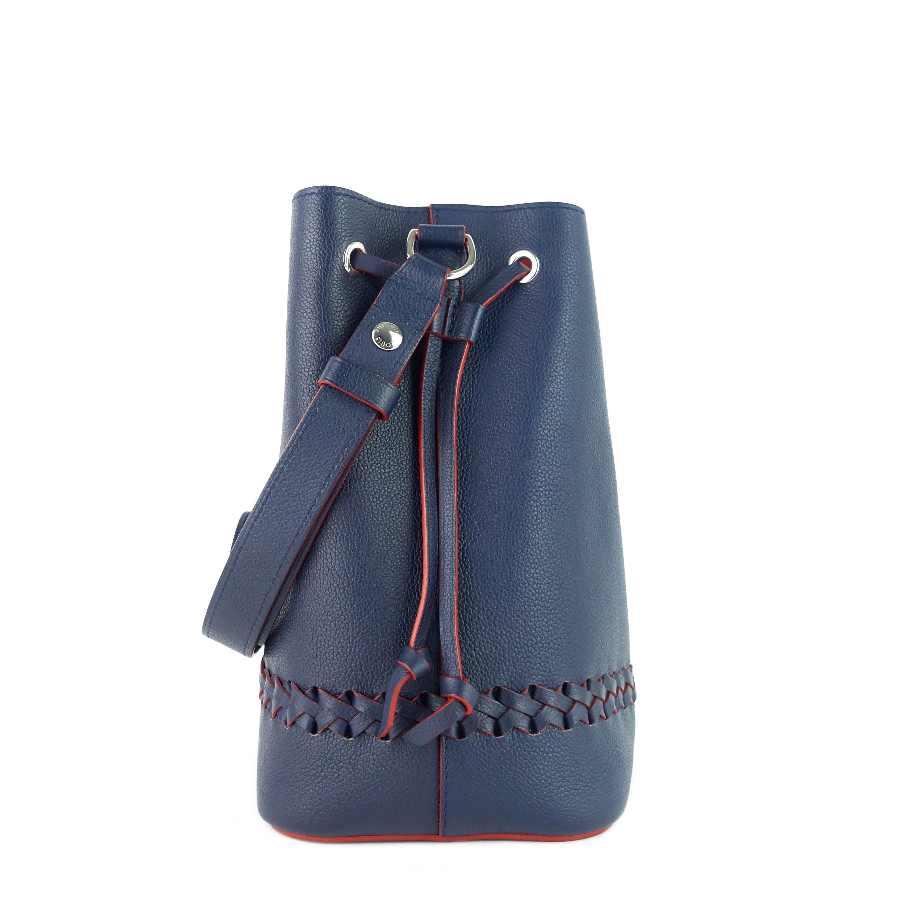Louis Vuitto LockMe Calfskin Leather Braided Bucket Bag
