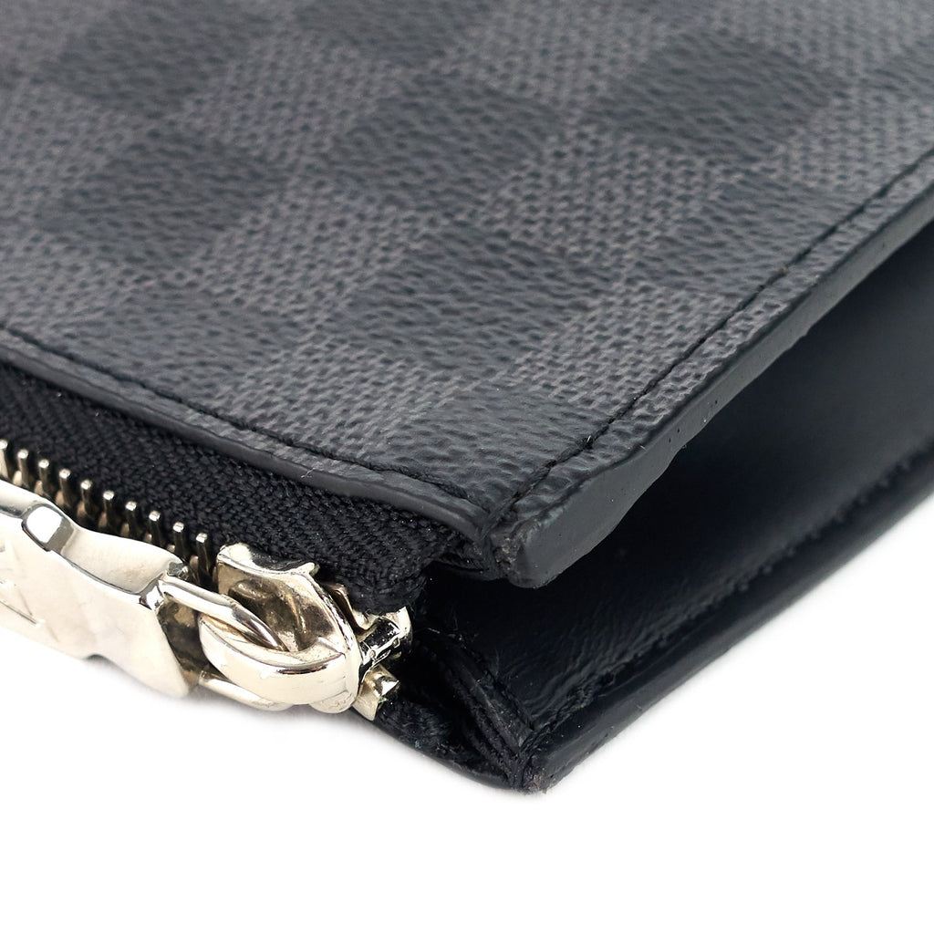 Louis Vuitto Pochette Jour GM Zip Around Damier Graphite Canvas Bag