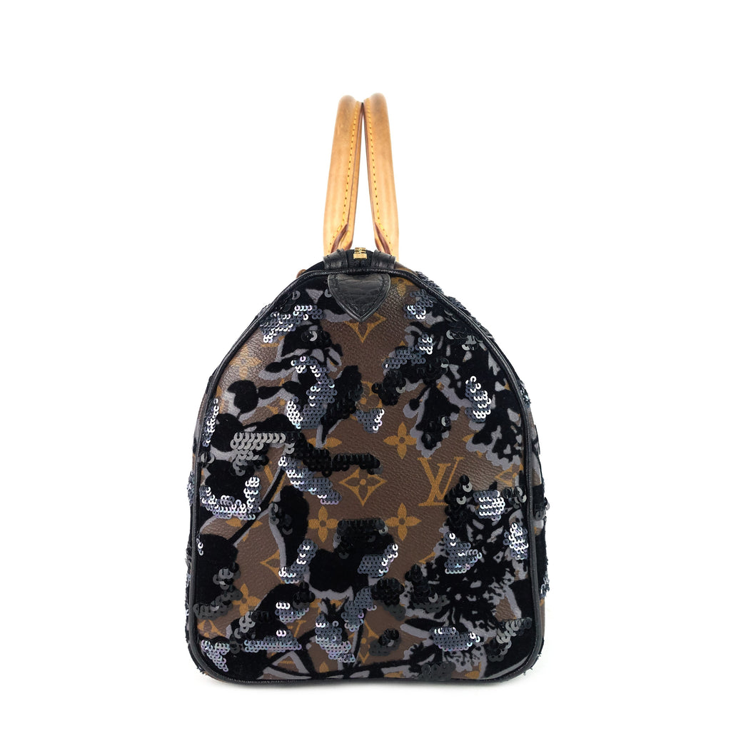 Louis Vuitto Speedy 30 Fleur de Jais Monogram Canvas Sequin Bag
