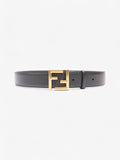 Fendi FF Motif Belt Dark Grey / Gold Leather 80cm / 32"