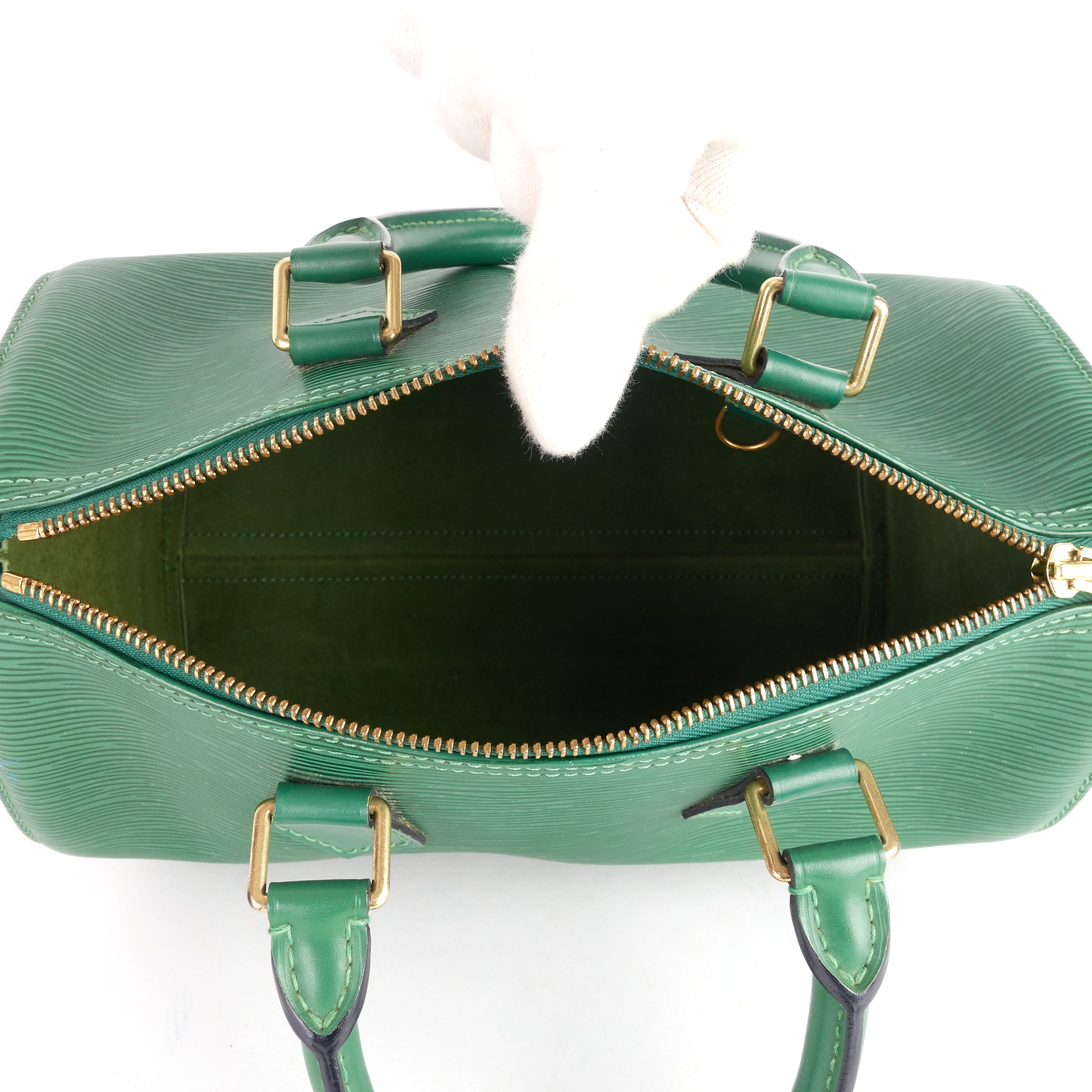 Louis Vuitto Speedy 25 Green Epi Leather Bag