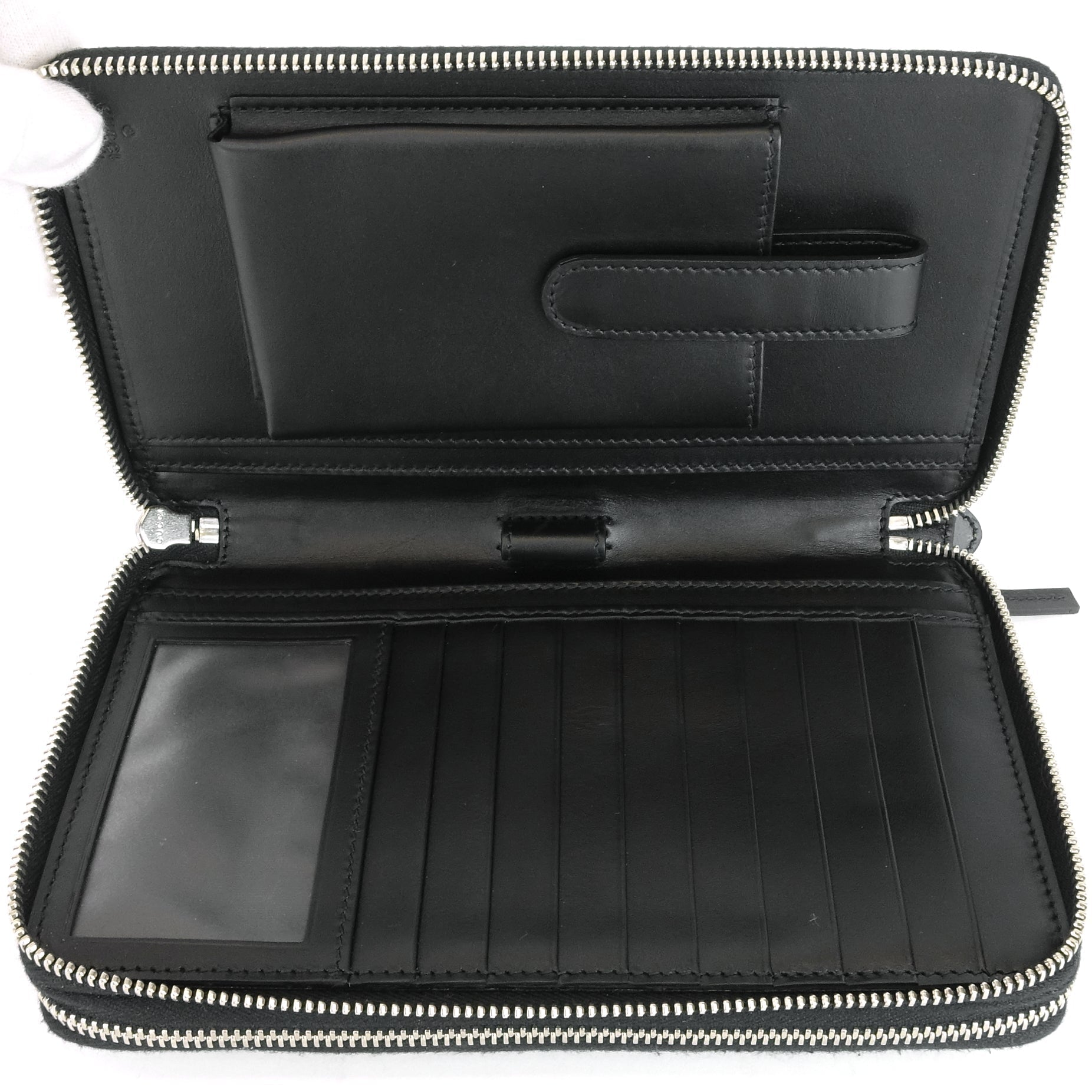 Gucci Monogram Leather Double Zip Travel Organizer Bag