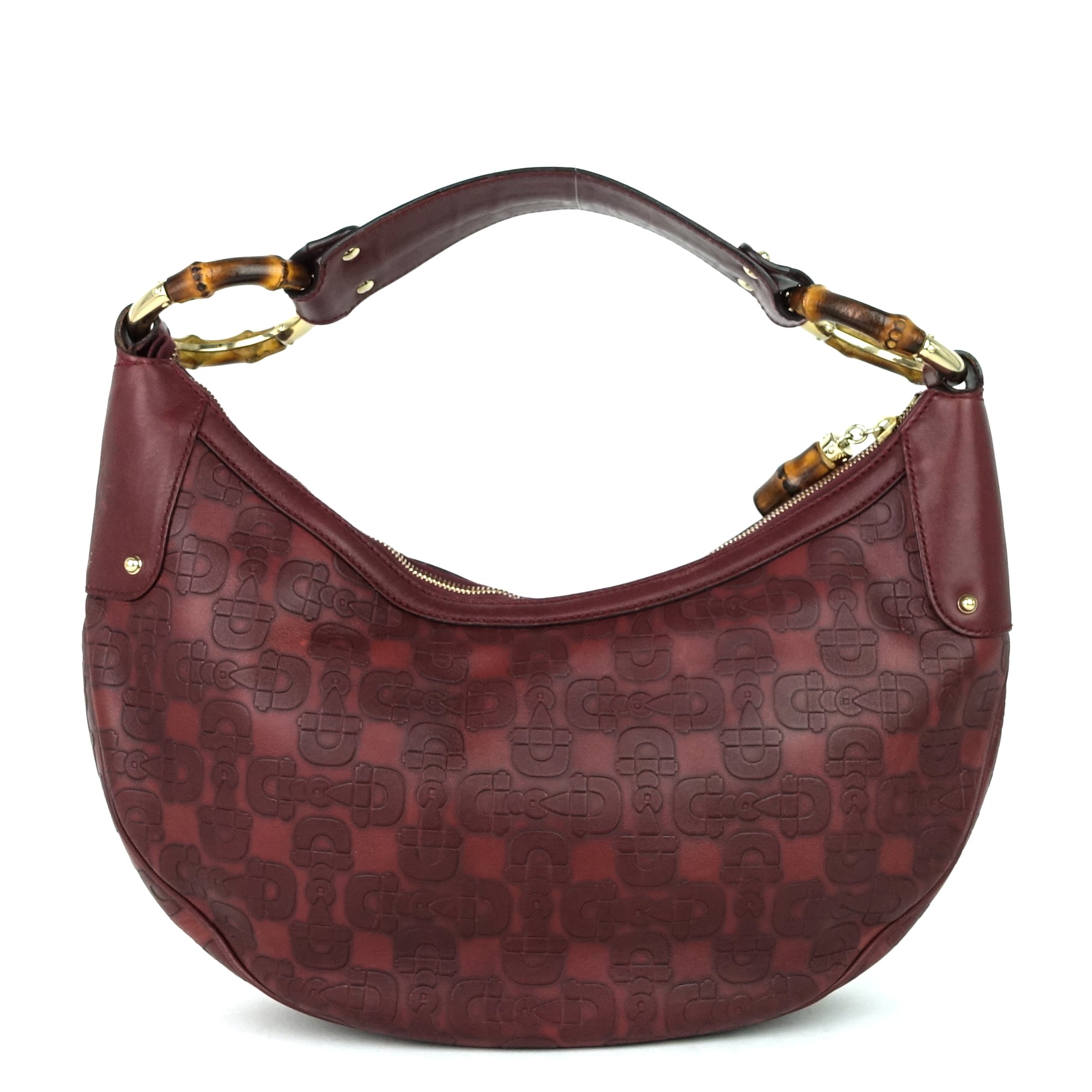 Gucci Bamboo Ring Embossed Leather Bag