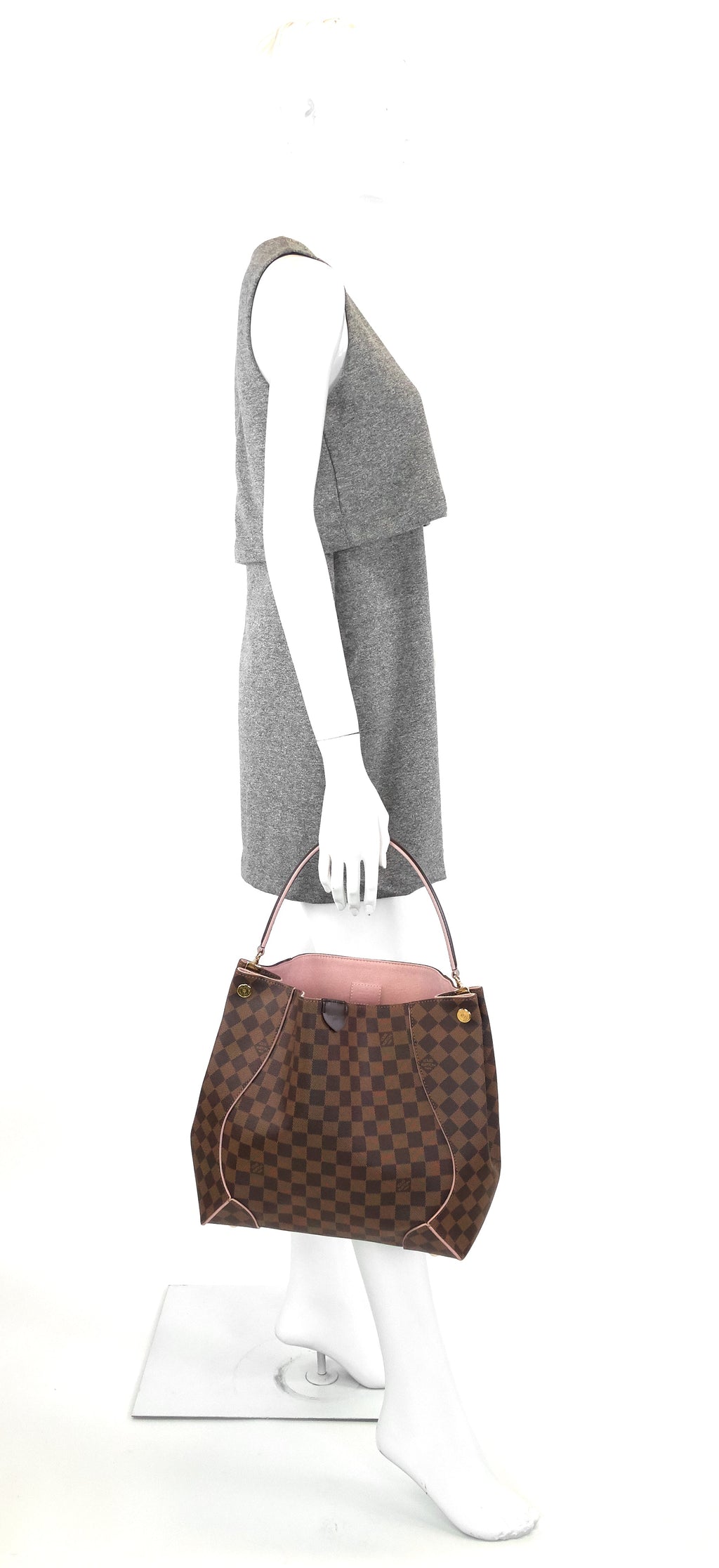Louis Vuitto Caissa Damier Ebene Canvas Hobo Bag