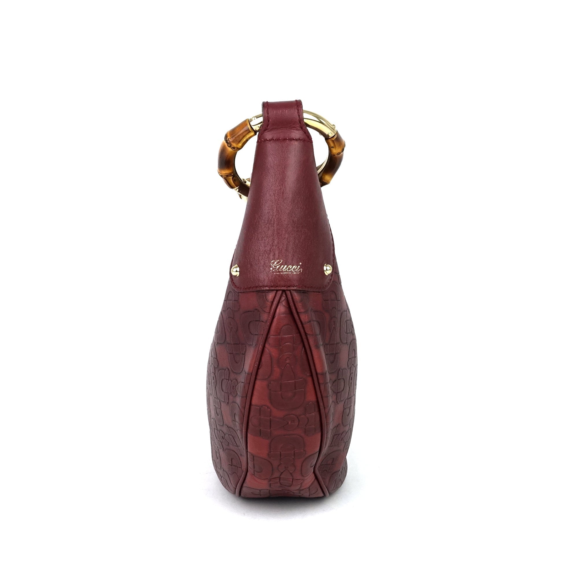 Gucci Bamboo Ring Embossed Leather Bag