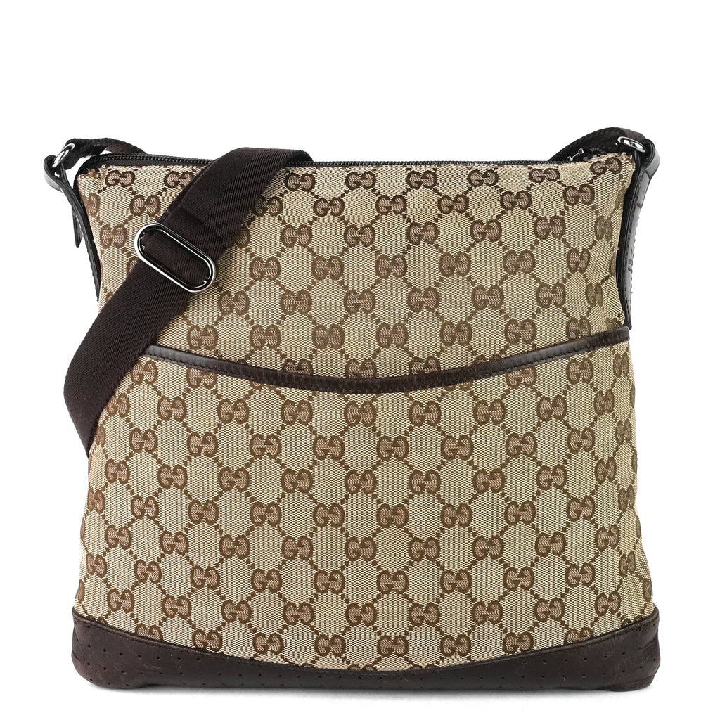 Gucci Monogram Canvas Perforated Messenger Bag