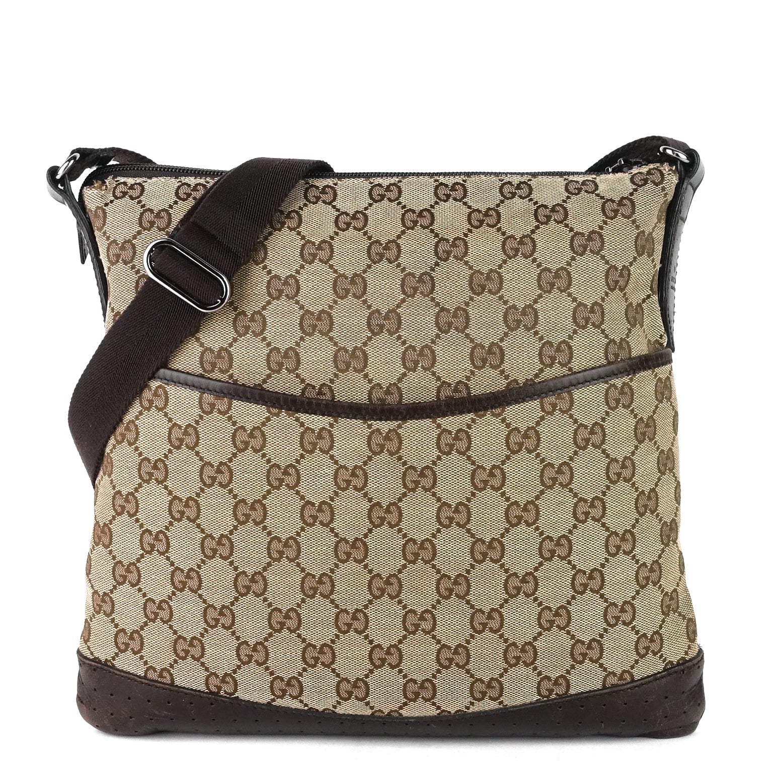 Gucci Monogram Canvas Perforated Messenger Bag