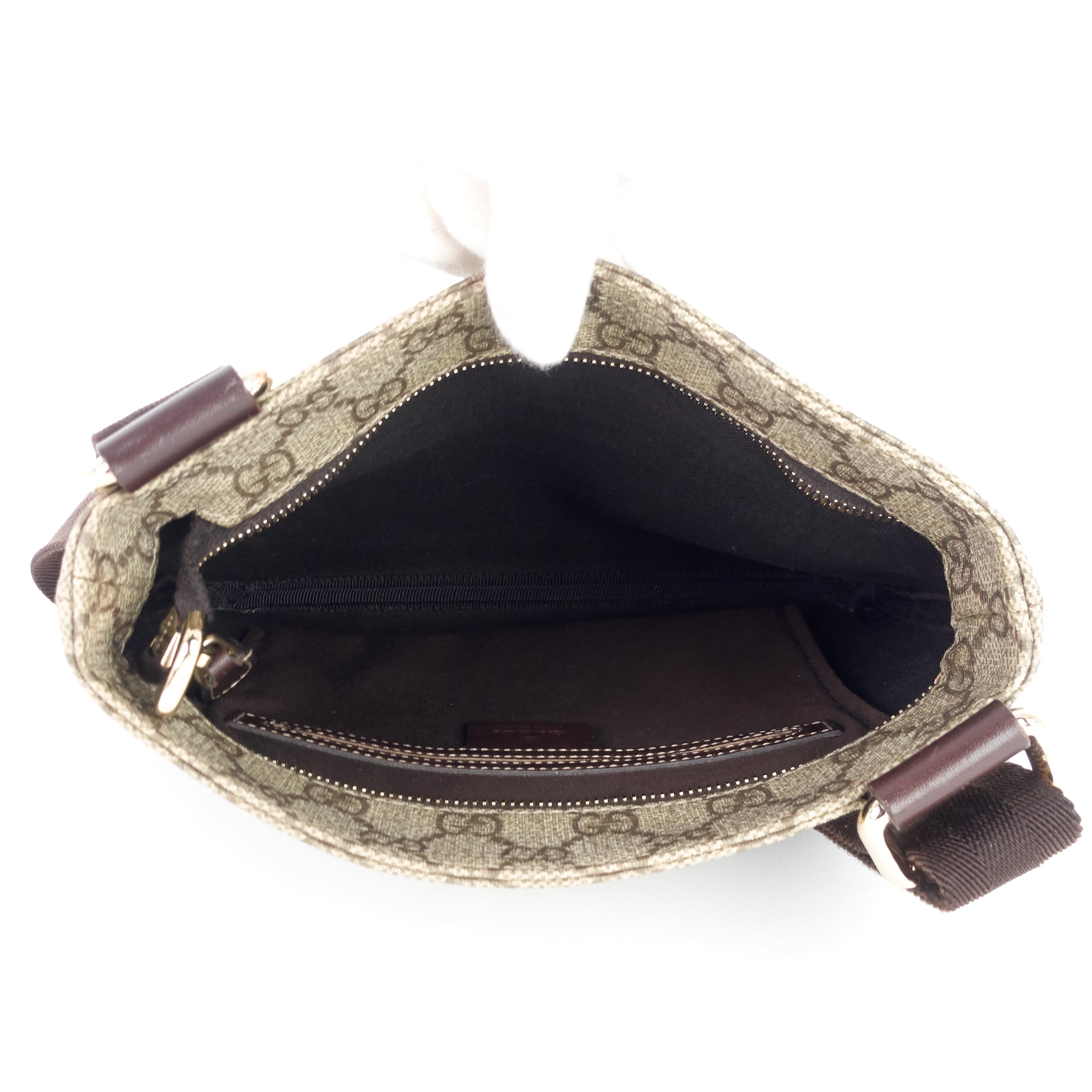 Gucci Zip Top Supreme Monogram Canvas Small Messenger Bag