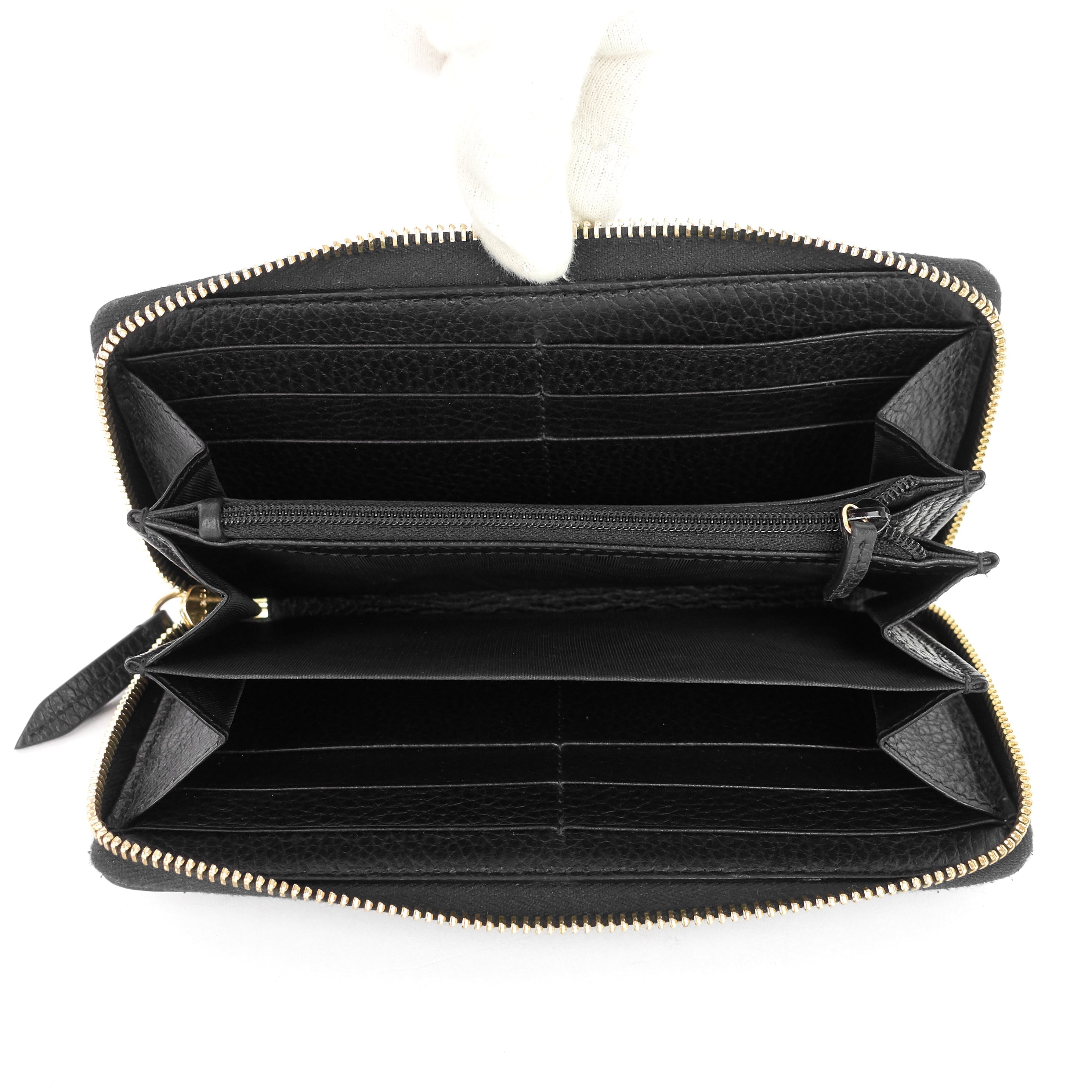 Gucci Zip Around Grained Calfskin Wallet