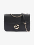 Gucci Dollar Interlocking G Black Calfskin Leather Medium