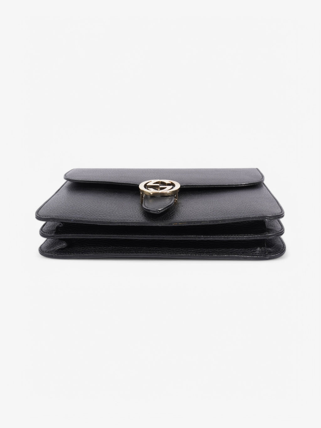 Gucci Dollar Interlocking G Black Calfskin Leather Medium