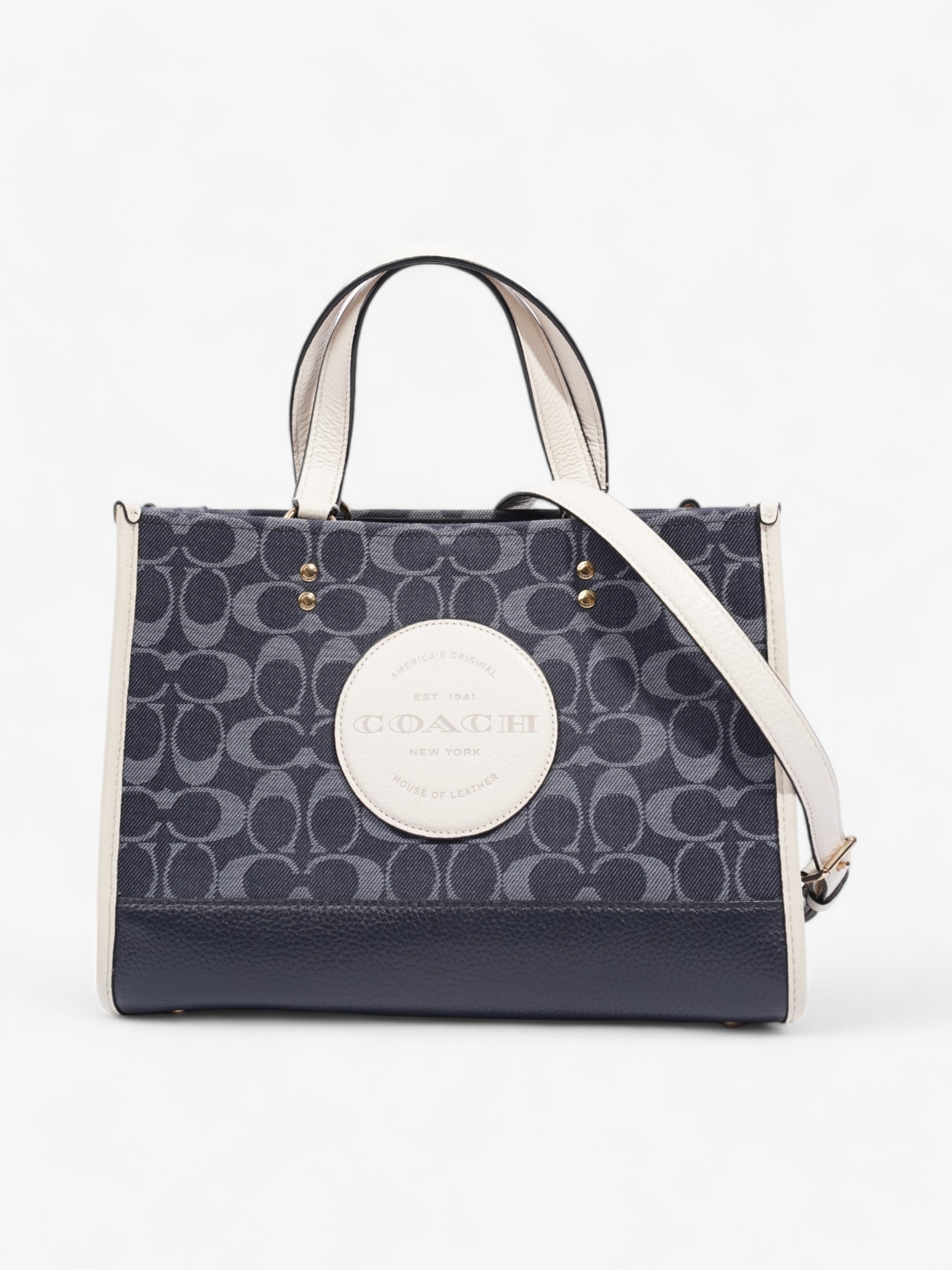 Coach Dempsey Tote White / Blue Denim