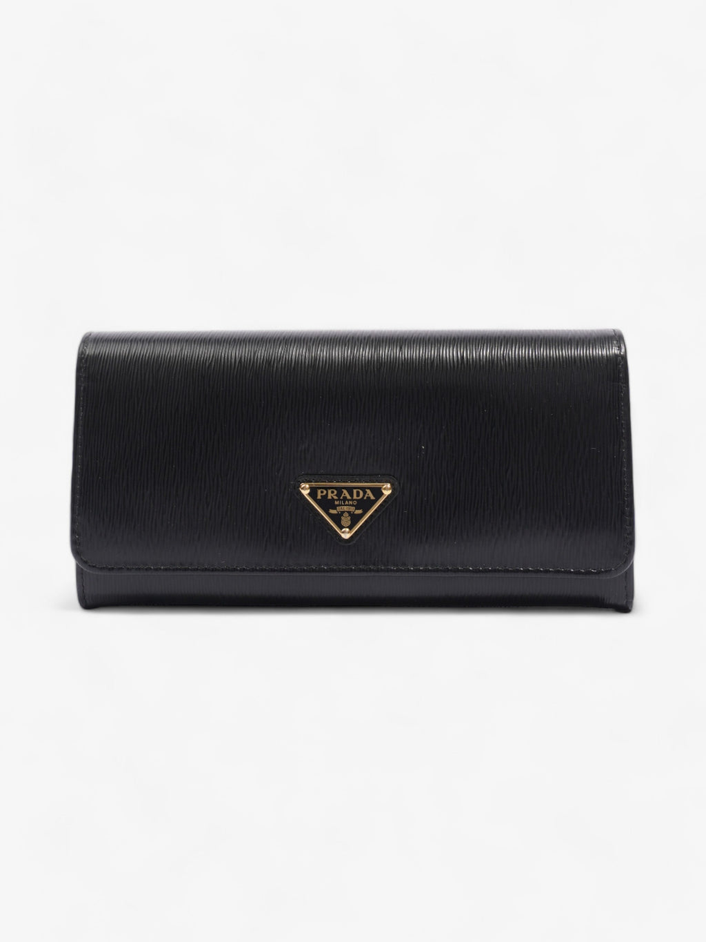 Prada Flap Continental Wallet Black Saffiano Leather