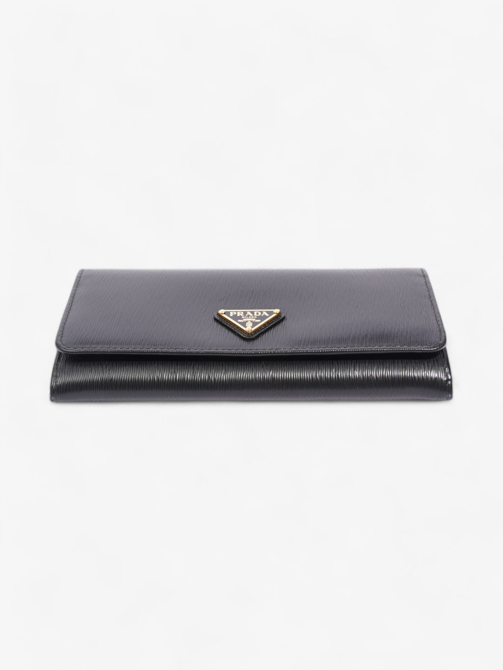 Prada Flap Continental Wallet Black Saffiano Leather