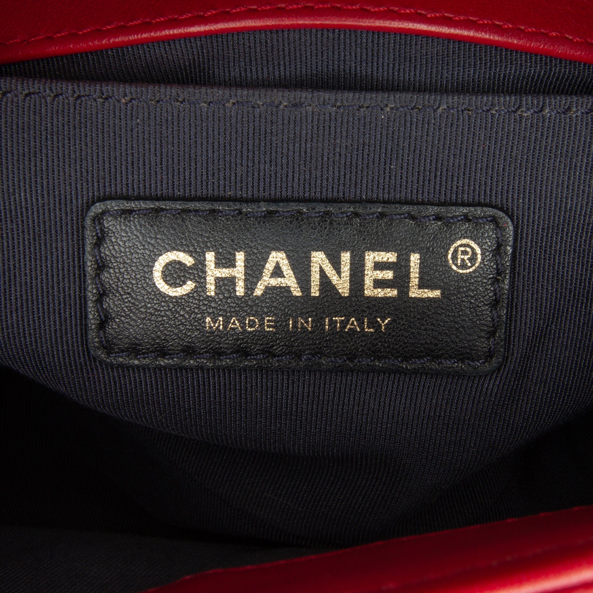 Chanel Boy Flap Medium Red Chevron Lambskin Gold