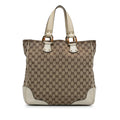 Brown Gucci GG Canvas Bamboo Tote Bag