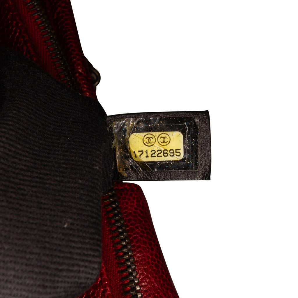 Red Chanel Small Caviar City Shopper Tote Bag