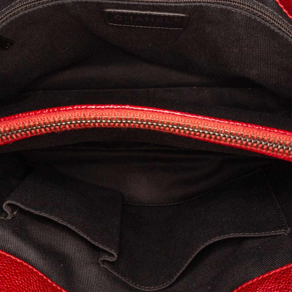 Red Chanel Small Caviar City Shopper Tote Bag