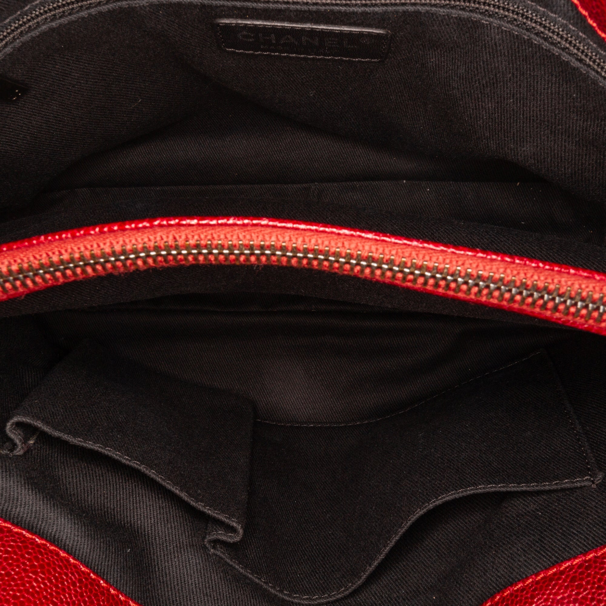 Red Chanel Small Caviar City Shopper Tote Bag