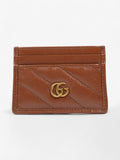 Gucci GG Marmont Card Case Brown Matelasse Leather