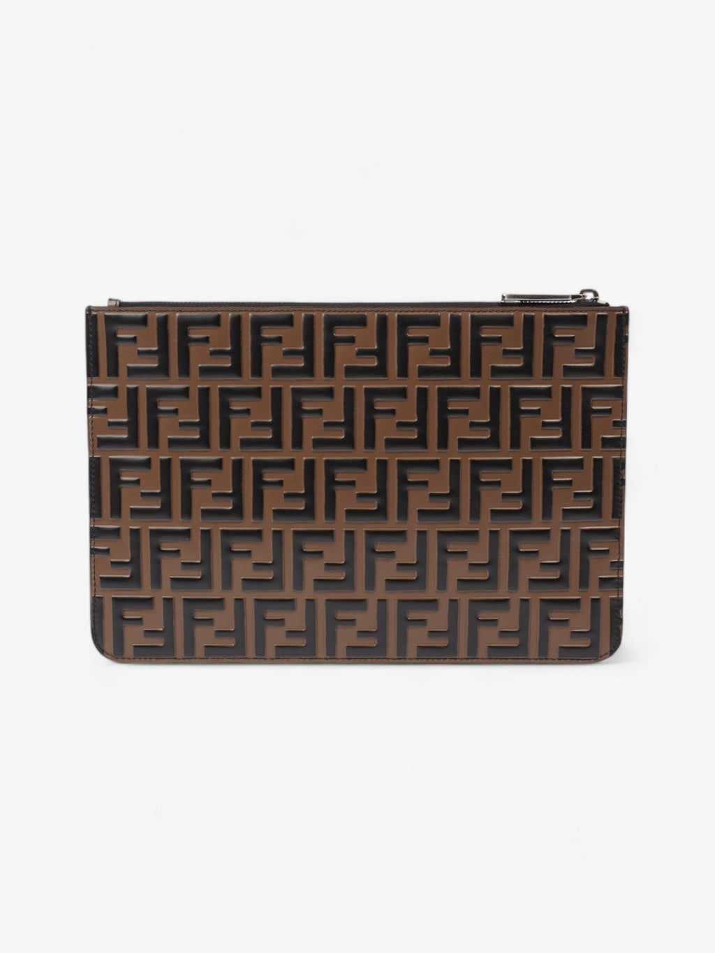 Fendi Monogram Clutch Bag BRown Leather