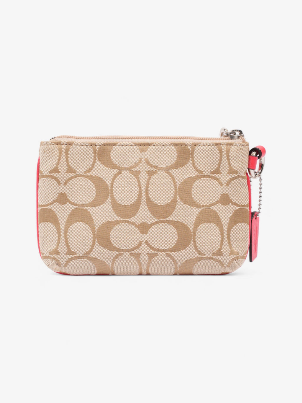 Coach Wristlet Beige Signature / Coral Canvas Small