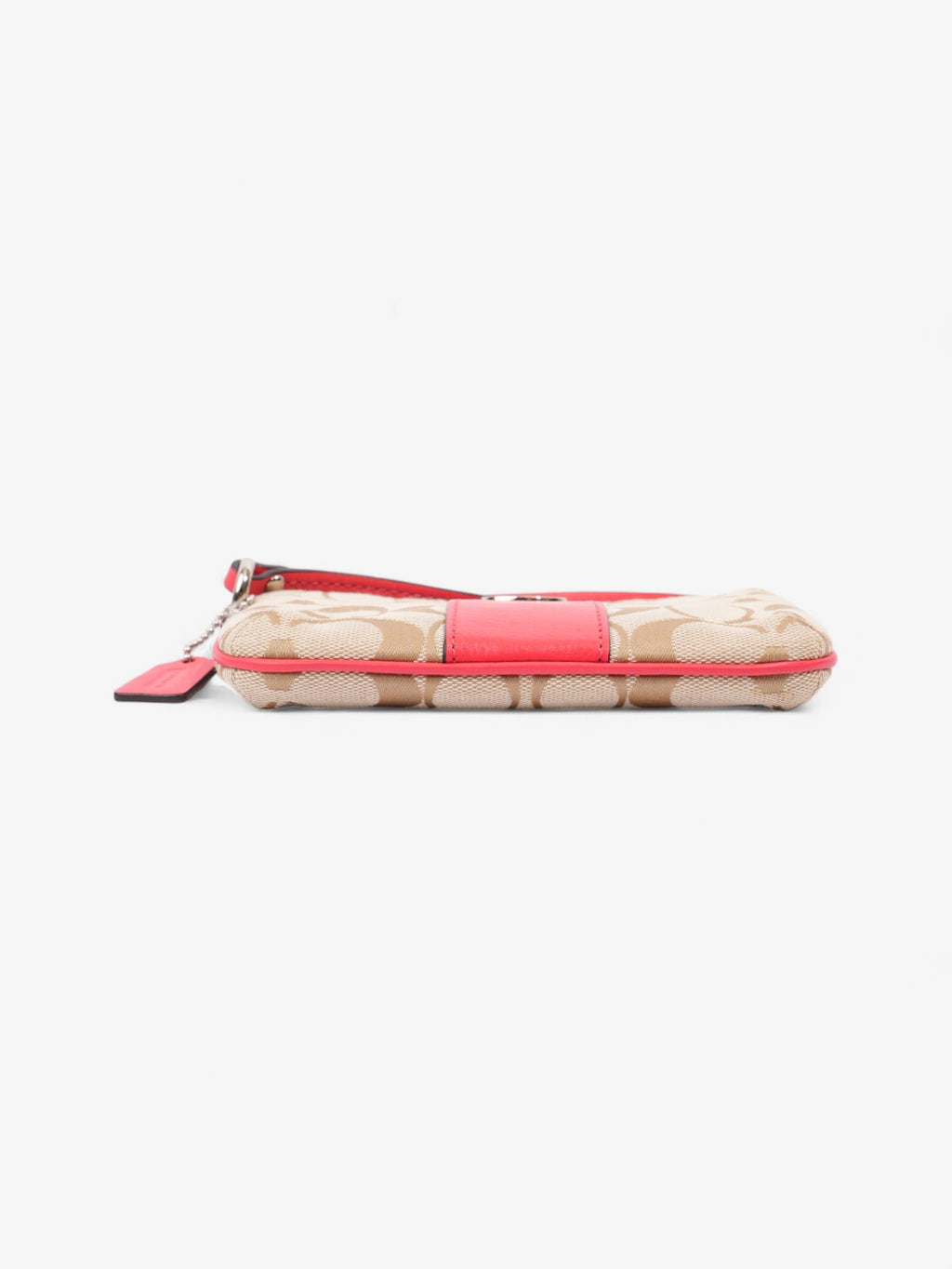 Coach Wristlet Beige Signature / Coral Canvas Small