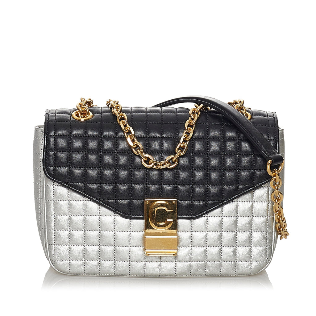 Celine C Crossbody Bag Medium Bicolor Quilted Leather