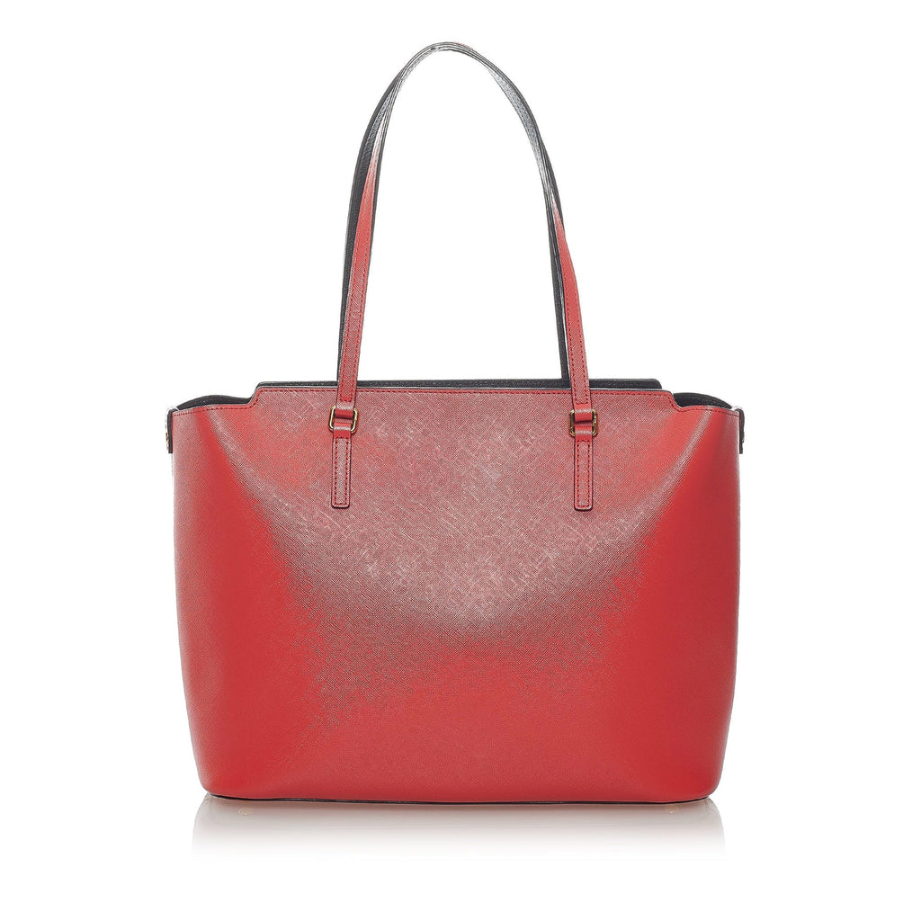 Red MCM Leather Tote Bag