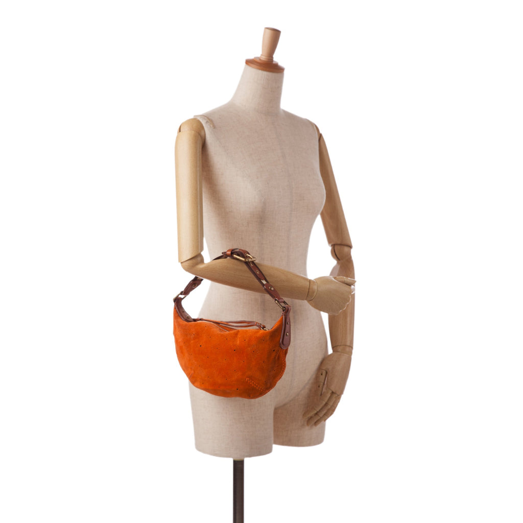 Orange Louis Vuitton Monogram Mahina Suede Onatah PM Hobo Bag